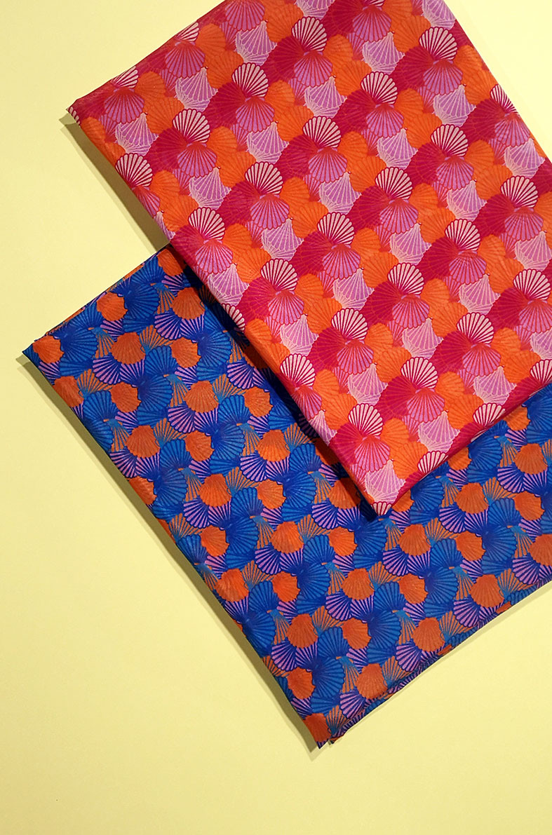 Achat Tissu coton soie imprimé motif coquillage - Sheila-22 – Nuances  Fabrics